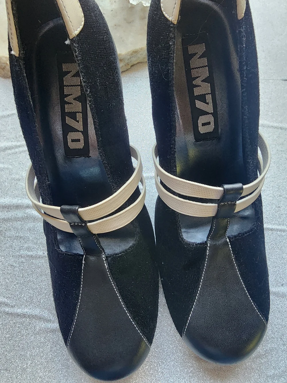 NM70 Black and Off White Women’s  Sporty, Comfortable Heels